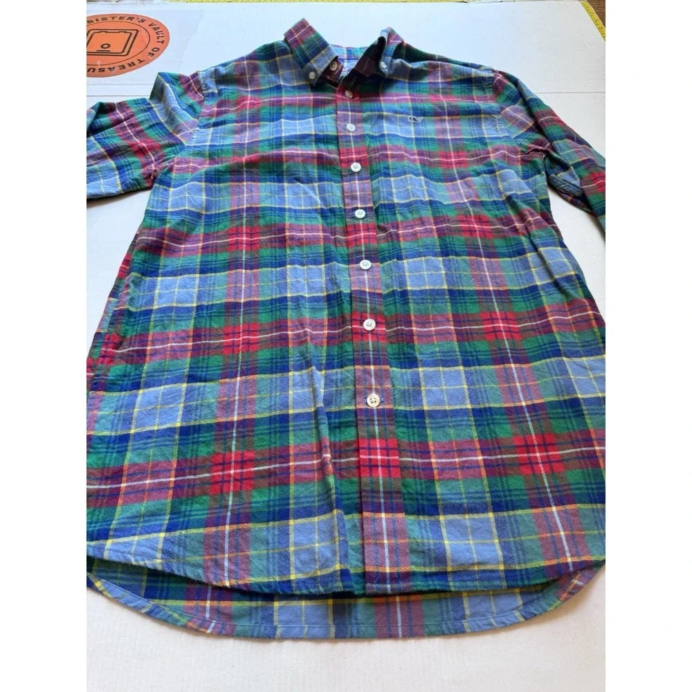 Boy's/Kid's‎ Vineyard Vines Long Sleeve Plaid Button Down Shirt Size Xl (18)